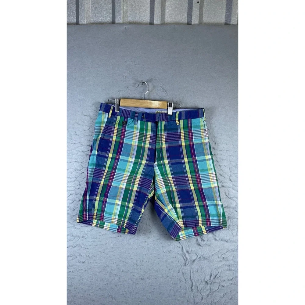Ralph Lauren Madras Shorts Mens 31 Multi Color Excellent Plaid Cotton Preppy